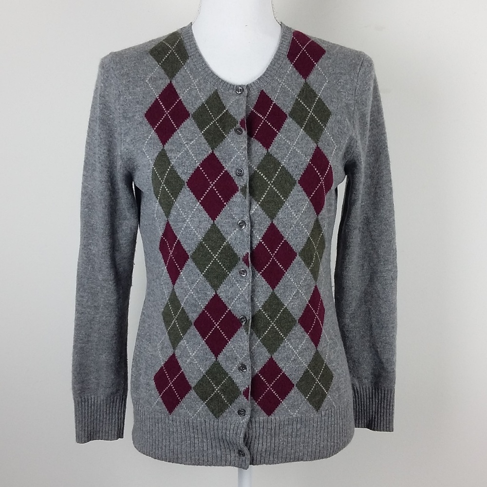 Tweeds 100% 2 Ply Cashmere Argyle Cardigan Sweater